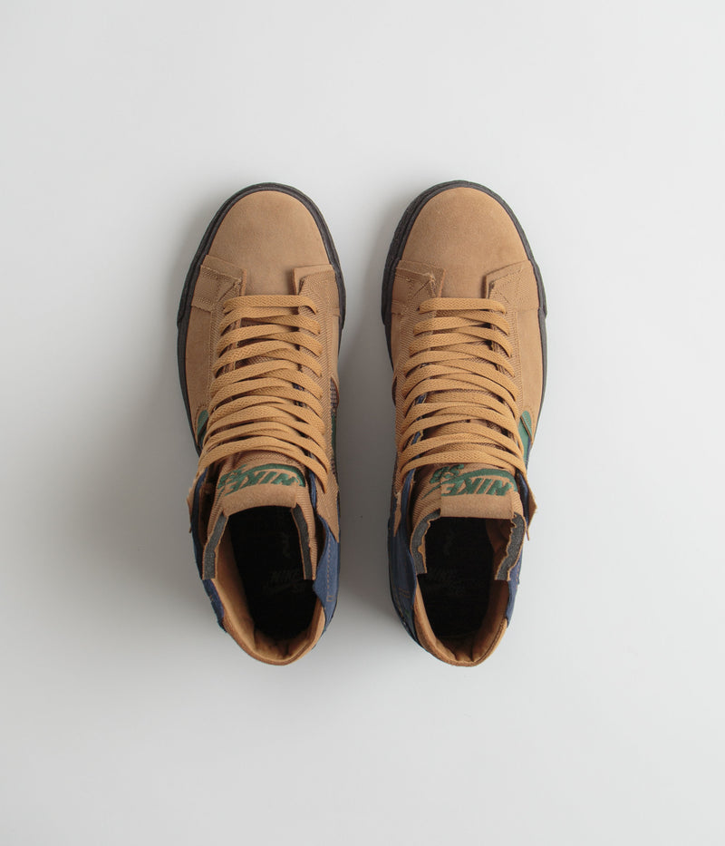 Nike SB Blazer Mid Premium Shoes in Legend Dark Brown and Fir and Obsidian