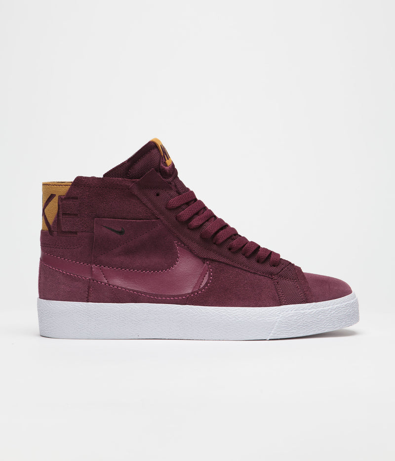 Nike SB Blazer Mid Premium Shoes in Night Maroon and Rosewood and Night Maroon - White