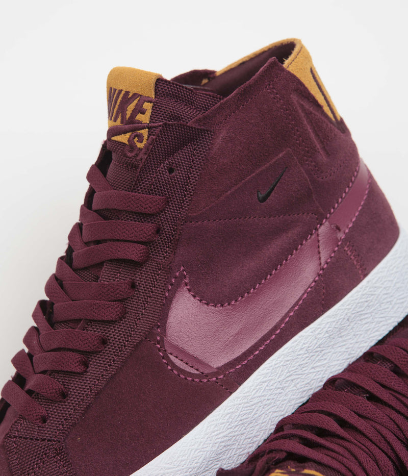 Nike SB Blazer Mid Premium Shoes in Night Maroon and Rosewood and Night Maroon - White