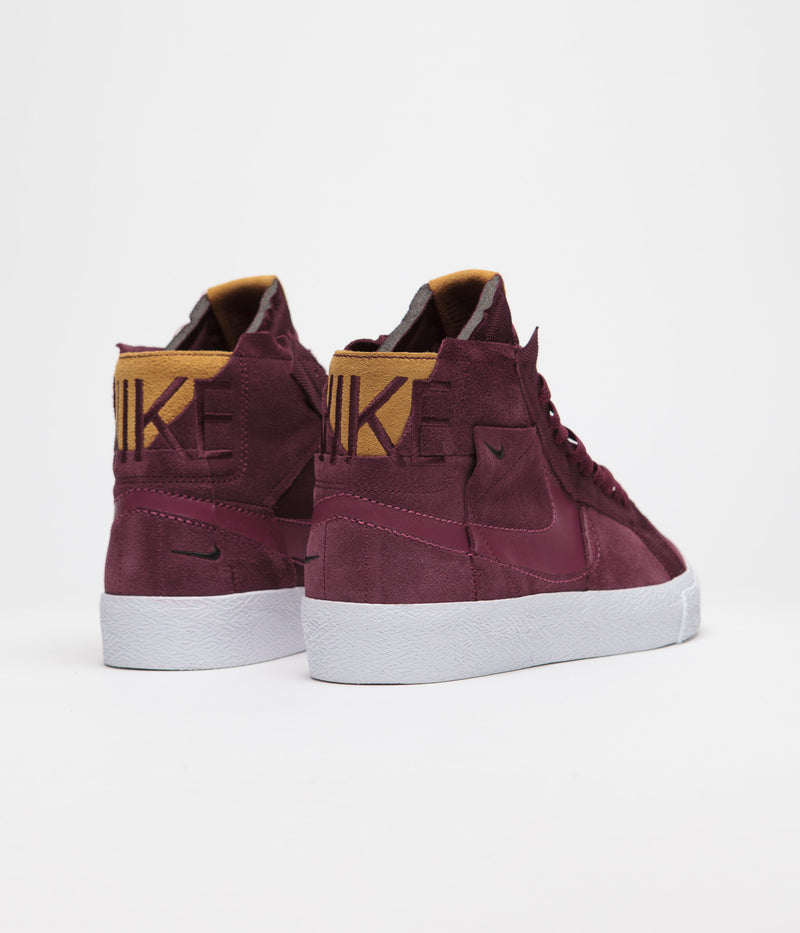Nike SB Blazer Mid Premium Shoes in Night Maroon and Rosewood and Night Maroon - White