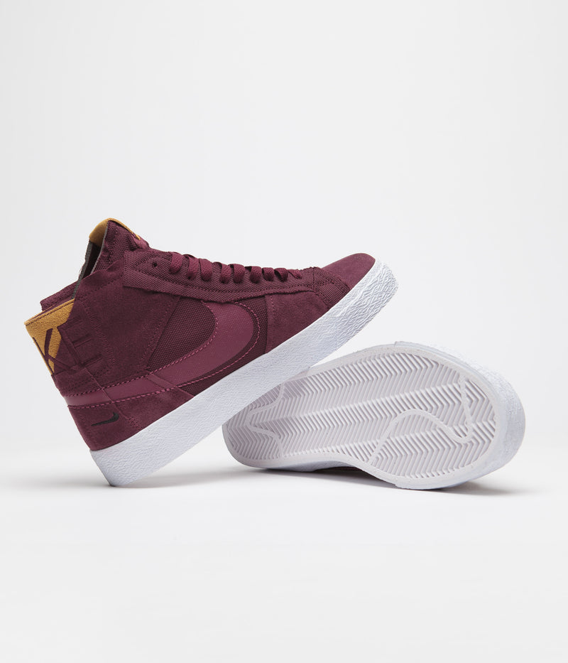 Nike SB Blazer Mid Premium Shoes in Night Maroon and Rosewood and Night Maroon - White