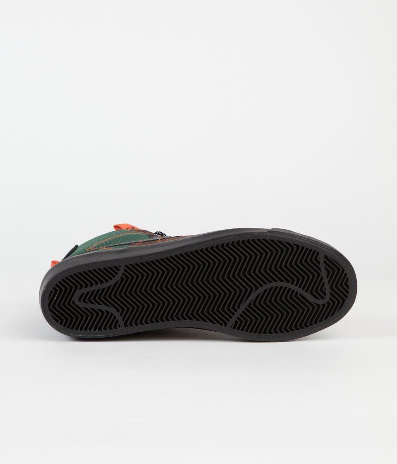 Nike SB Blazer Mid Premium Shoes in Noble Green and Black and White - Safety Orange