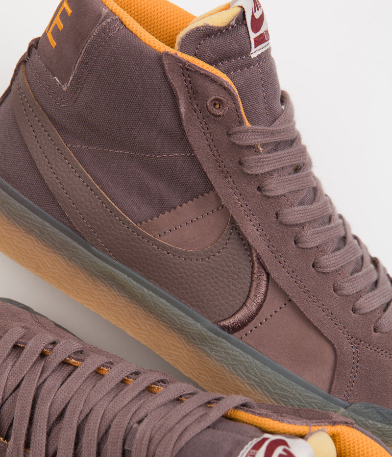 Nike SB Blazer Mid Premium Shoes in Plum Eclipse and Plum Eclipse and Kumquat