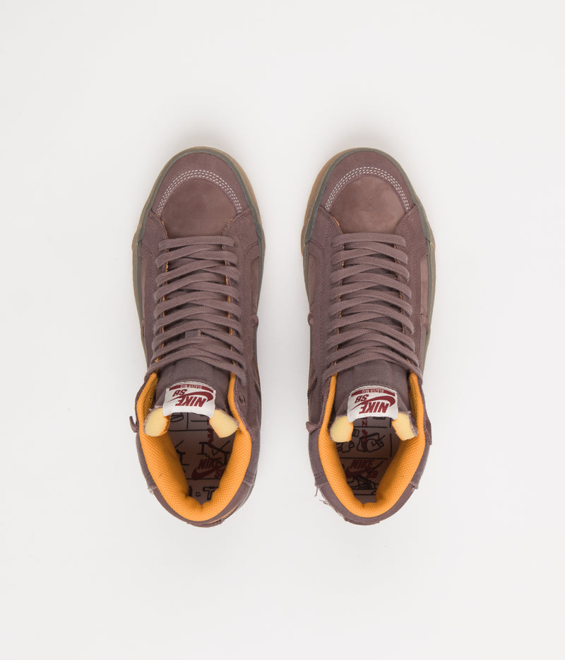 Nike SB Blazer Mid Premium Shoes in Plum Eclipse and Plum Eclipse and Kumquat