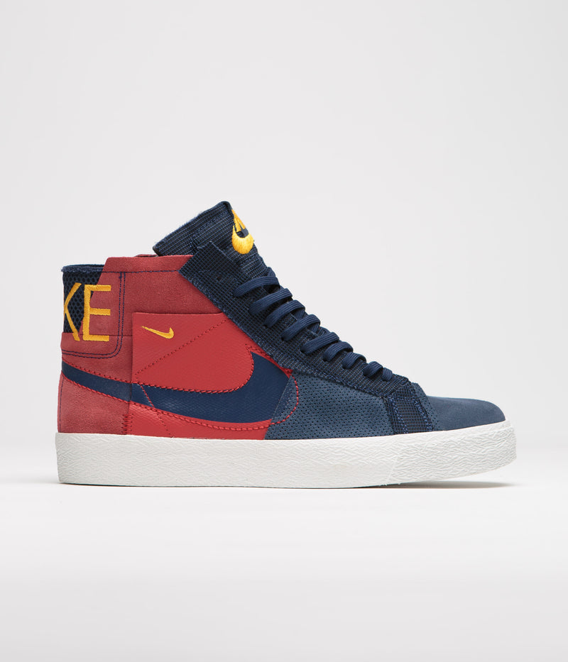 Nike SB Blazer Mid Premium Shoes in University Red and Midnight Navy