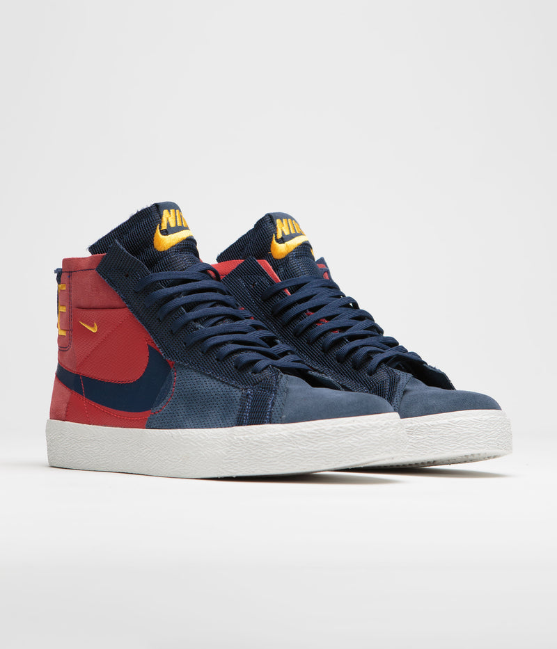 Nike SB Blazer Mid Premium Shoes in University Red and Midnight Navy