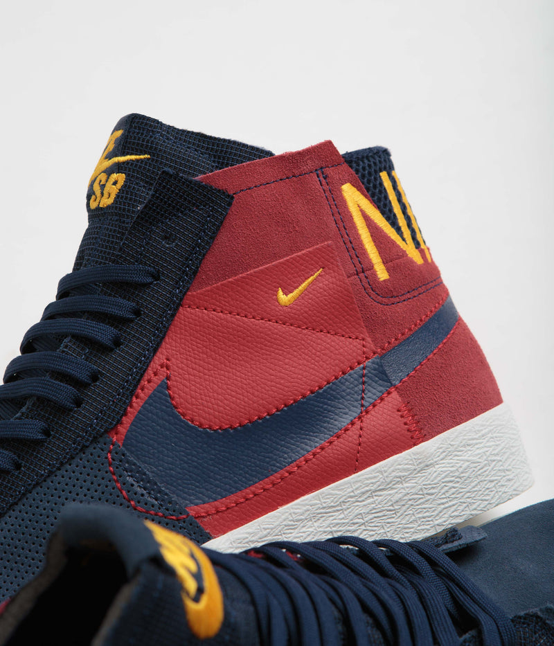 Nike SB Blazer Mid Premium Shoes in University Red and Midnight Navy
