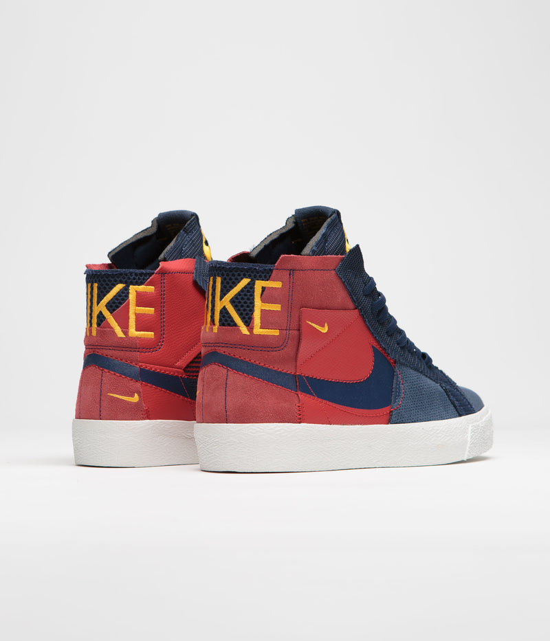 Nike SB Blazer Mid Premium Shoes in University Red and Midnight Navy
