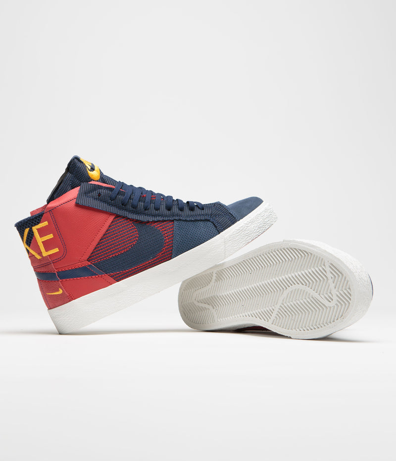 Nike SB Blazer Mid Premium Shoes in University Red and Midnight Navy