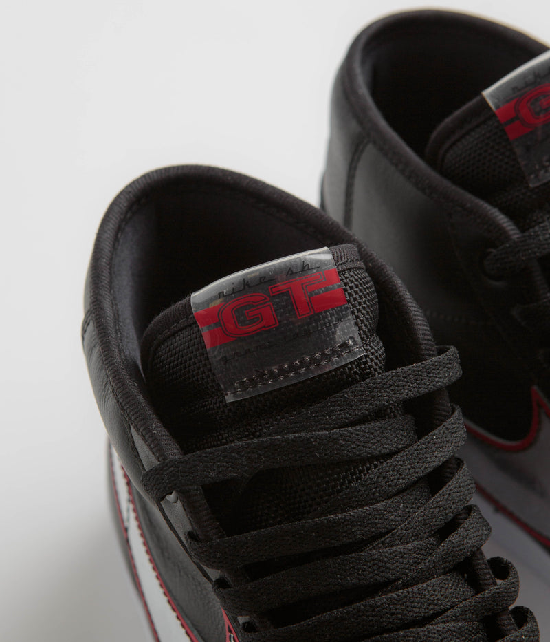 Nike SB Blazer Mid Pro GT Shoes in Black and Metallic Silver and University Red