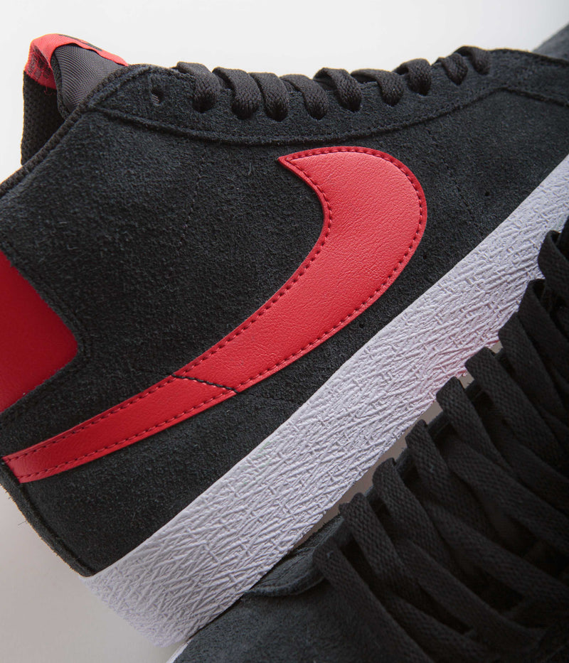 Nike SB Blazer Mid Shoes in Black and University Red and Black - White
