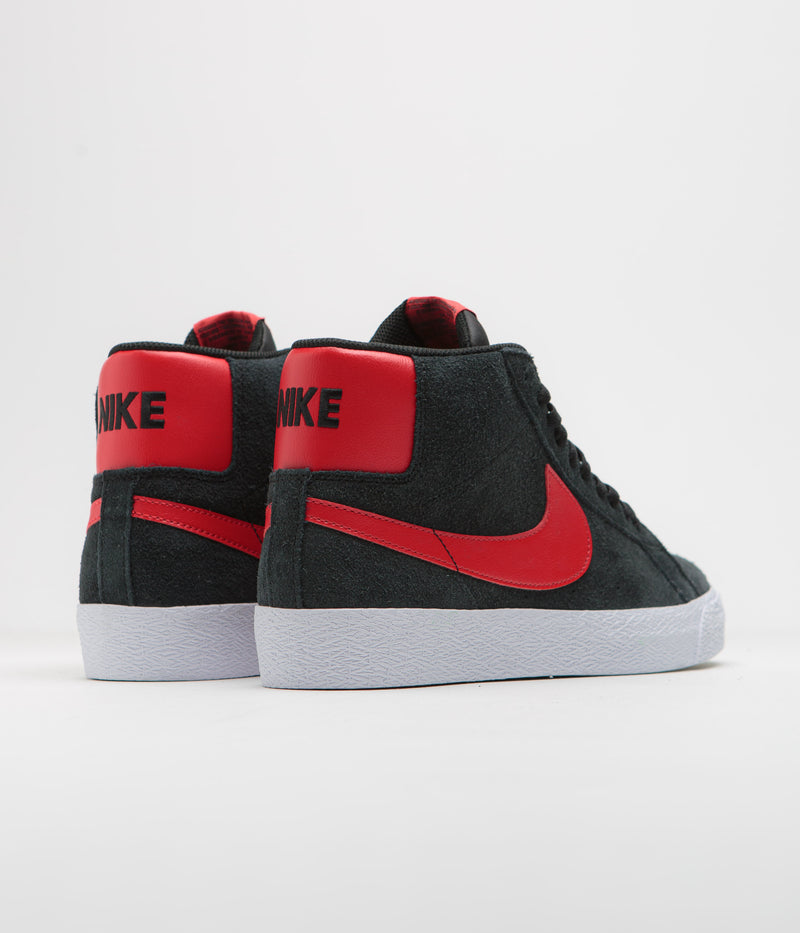 Nike SB Blazer Mid Shoes in Black and University Red and Black - White