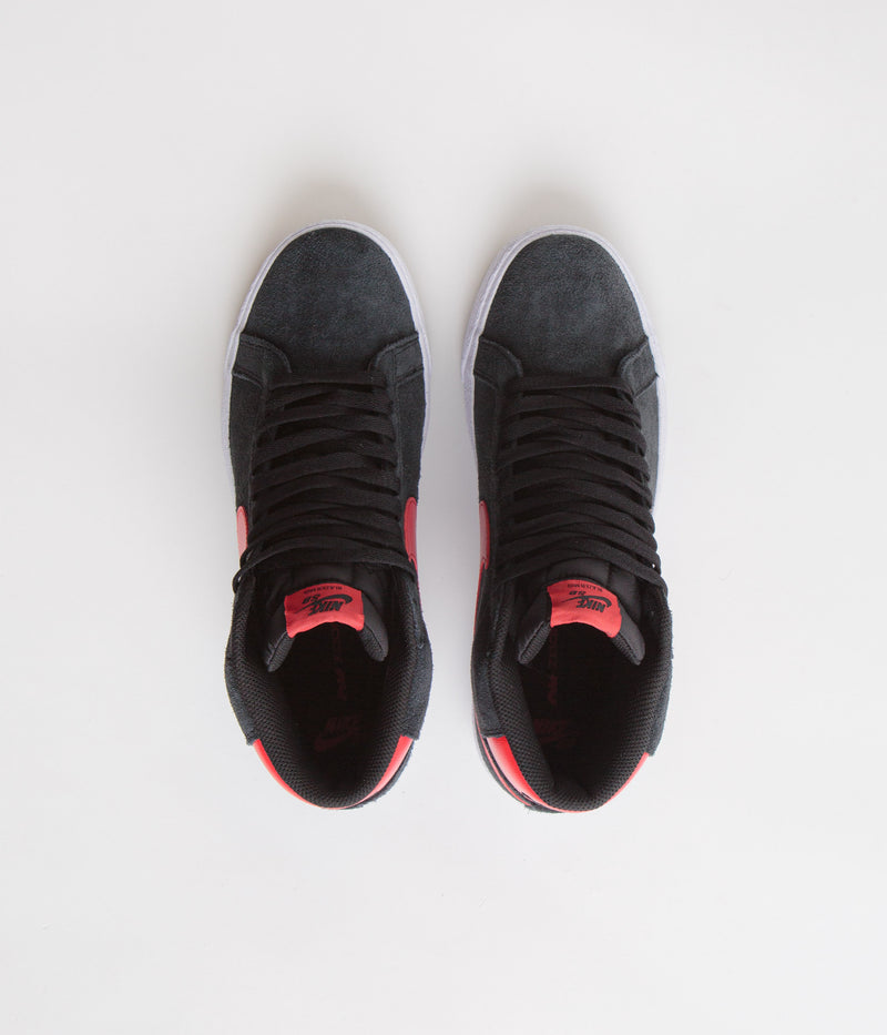 Nike SB Blazer Mid Shoes in Black and University Red and Black - White
