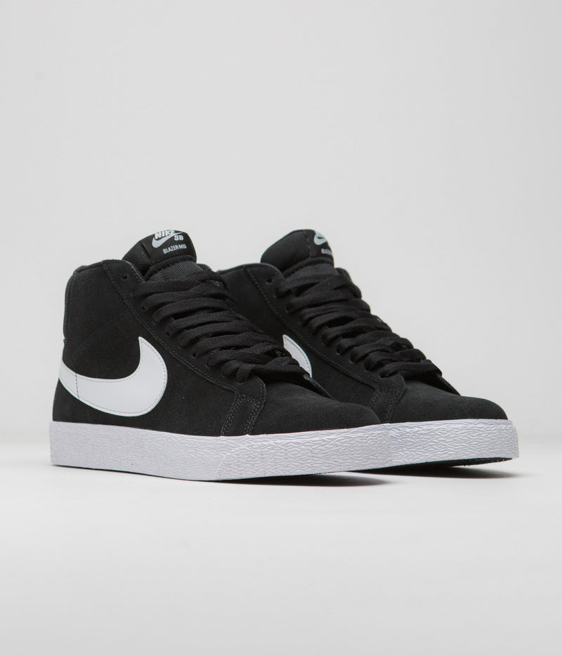 Nike SB Blazer Mid Shoes in Black and White and White - White