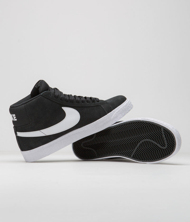 Nike SB Blazer Mid Shoes in Black and White and White - White
