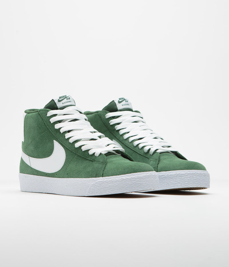 Nike SB Blazer Mid Shoes in Fir and White and Fir - White