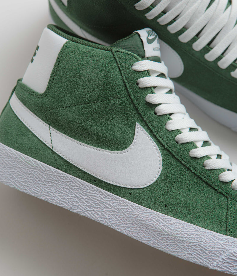 Nike SB Blazer Mid Shoes in Fir and White and Fir - White