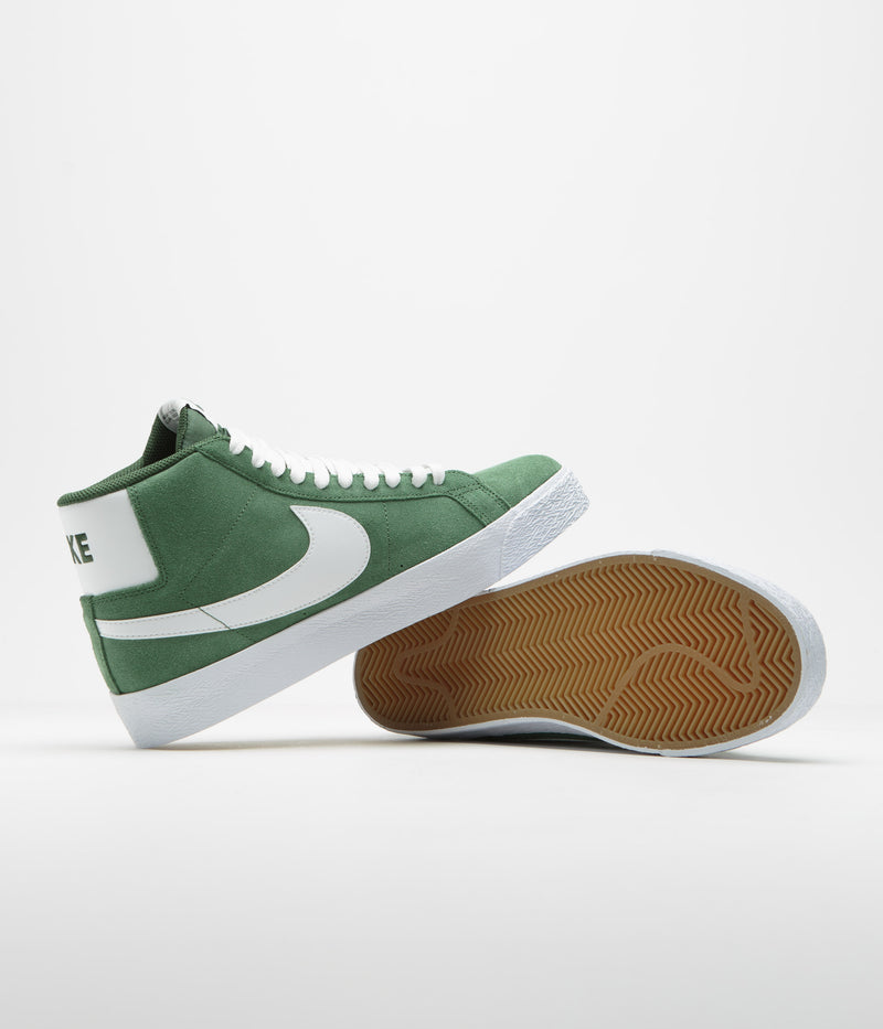 Nike SB Blazer Mid Shoes in Fir and White and Fir - White
