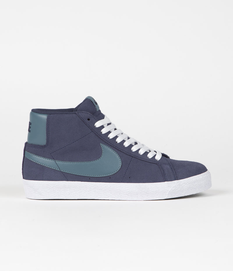 Nike SB Blazer Mid Shoes in Midnight Navy and Noise Aqua and Midnight Navy