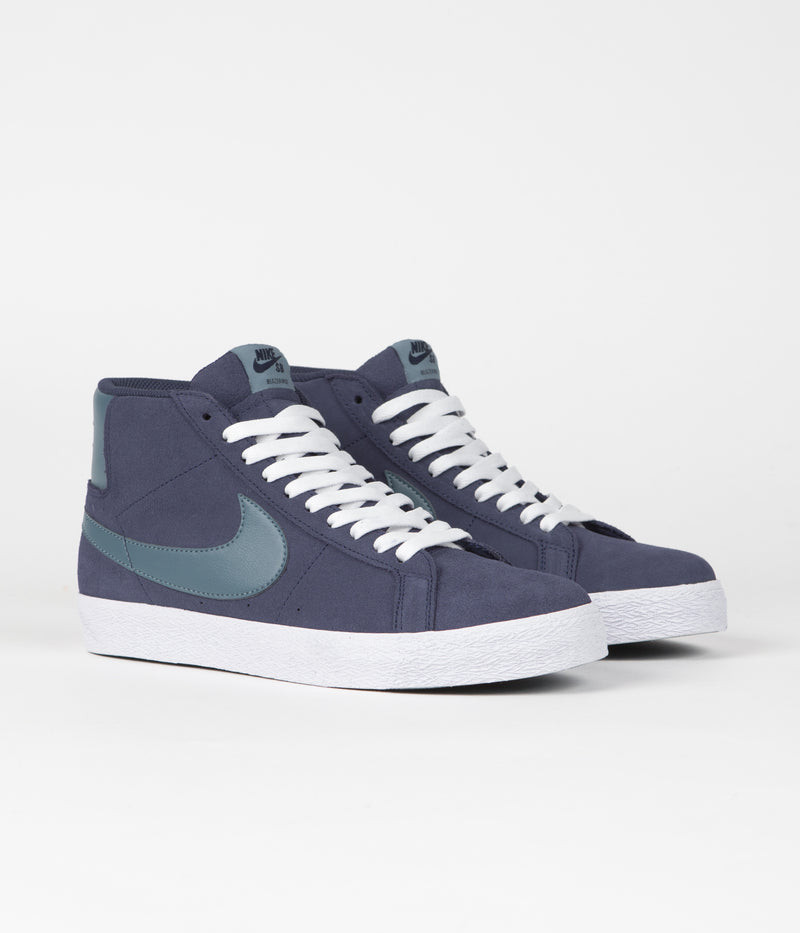 Nike SB Blazer Mid Shoes in Midnight Navy and Noise Aqua and Midnight Navy