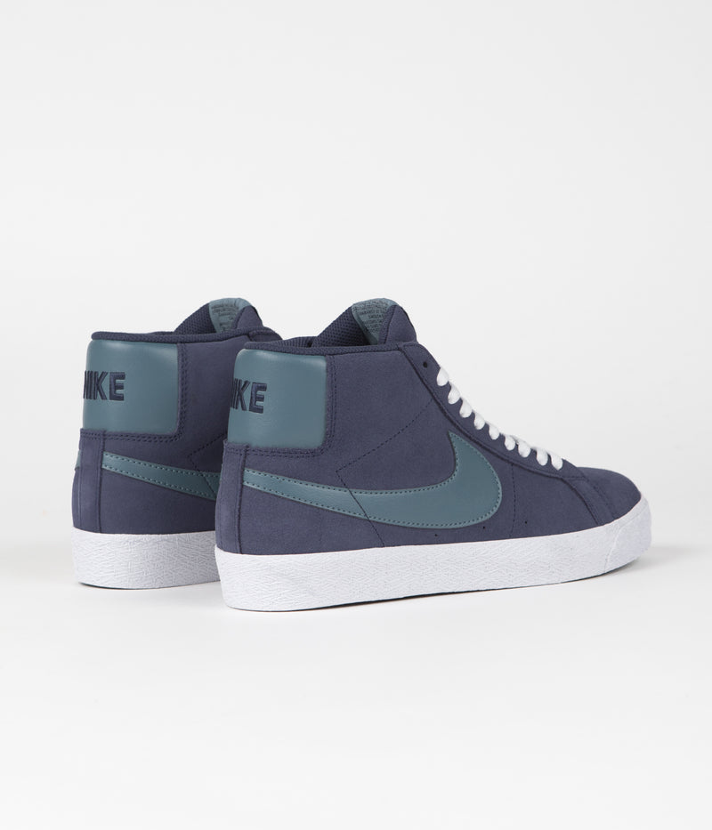 Nike SB Blazer Mid Shoes in Midnight Navy and Noise Aqua and Midnight Navy