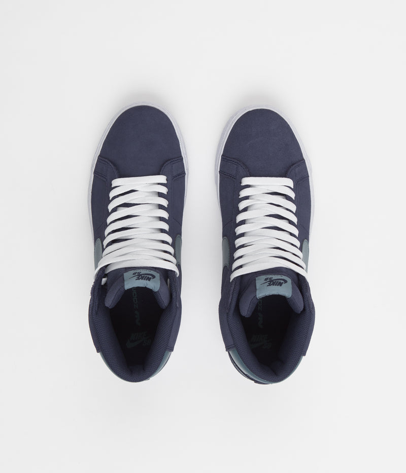 Nike SB Blazer Mid Shoes in Midnight Navy and Noise Aqua and Midnight Navy