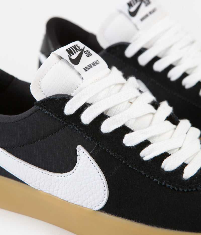 Nike SB Bruin React Shoes in Black and White and Black - Gum Light Brown