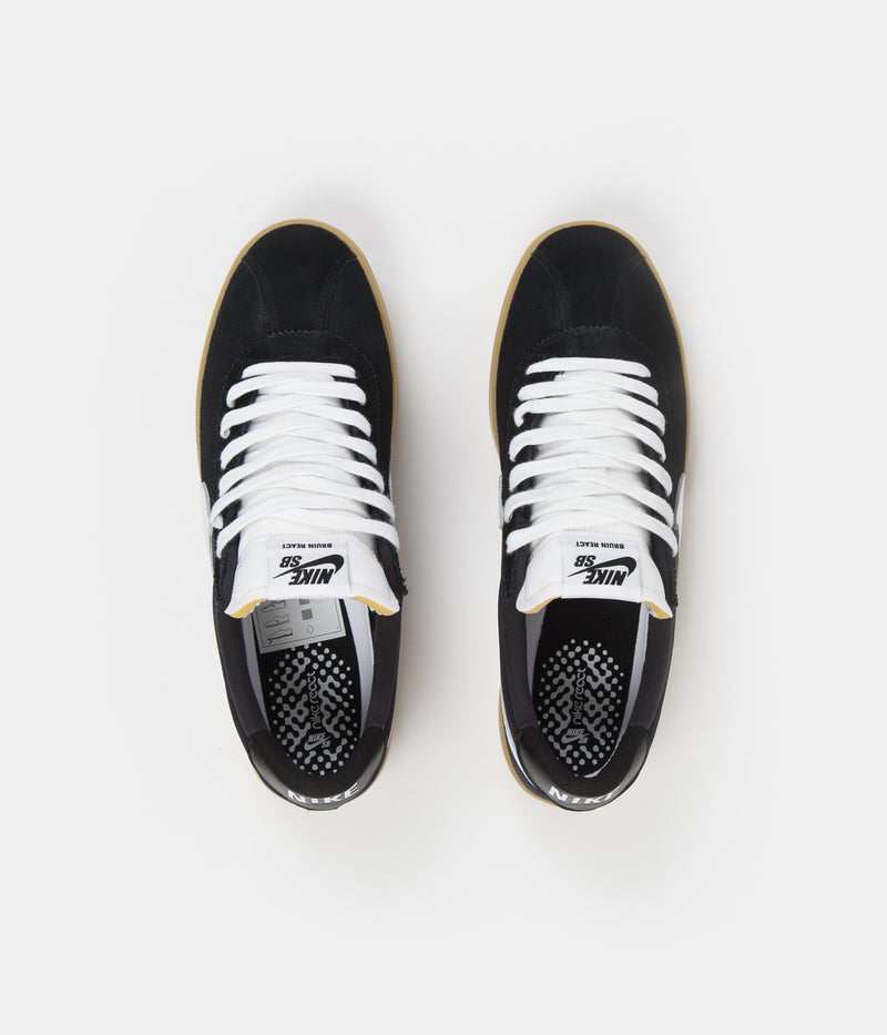 Nike SB Bruin React Shoes in Black and White and Black - Gum Light Brown