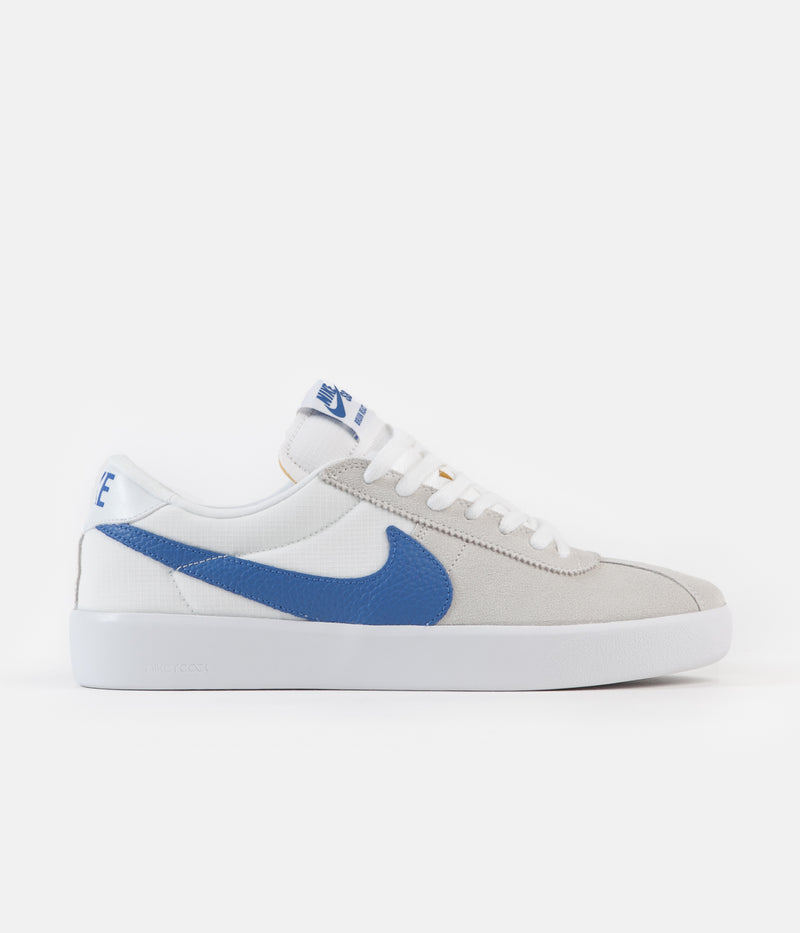 Nike SB Bruin React Shoes in Summit White and Signal Blue and Summit White