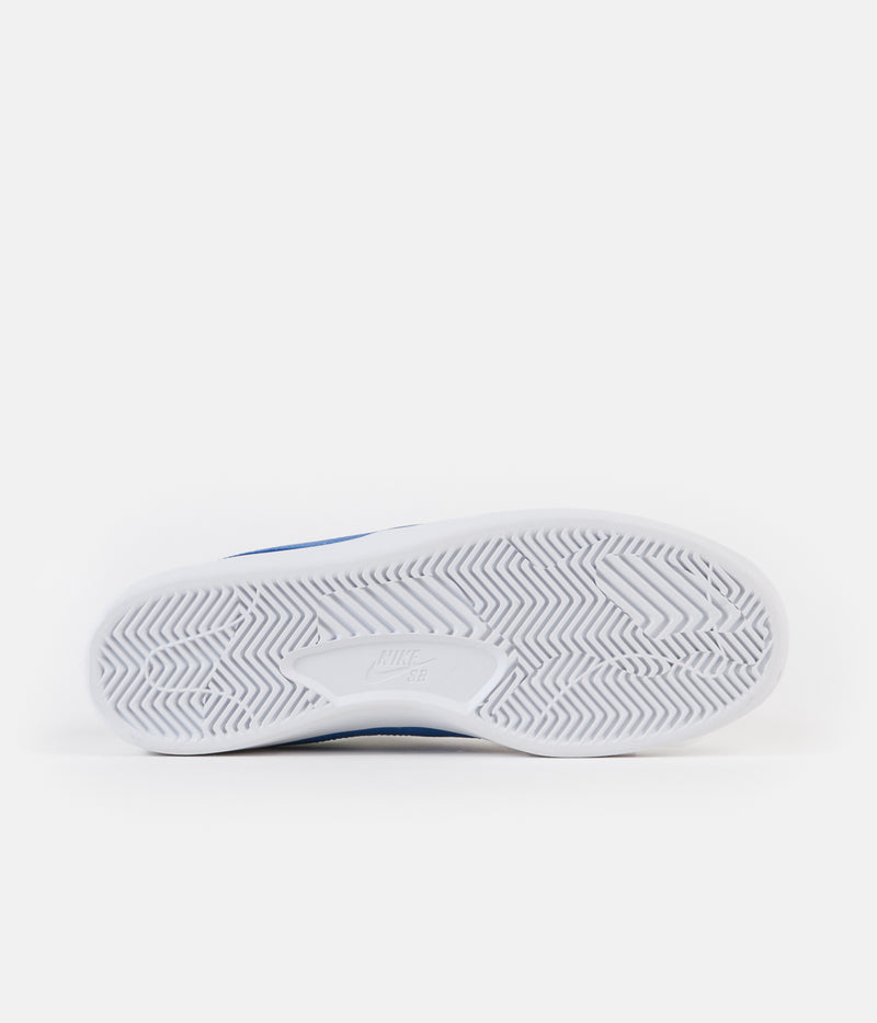 Nike SB Bruin React Shoes in Summit White and Signal Blue and Summit White