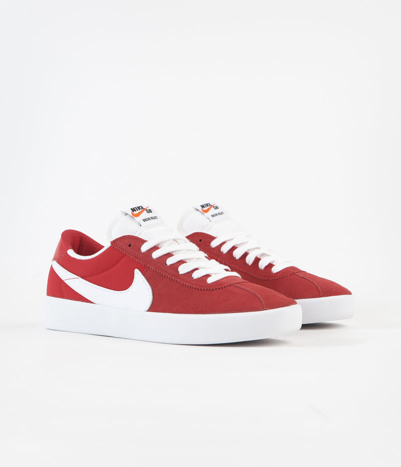 Nike SB Bruin React Shoes in University Red and White and University Red