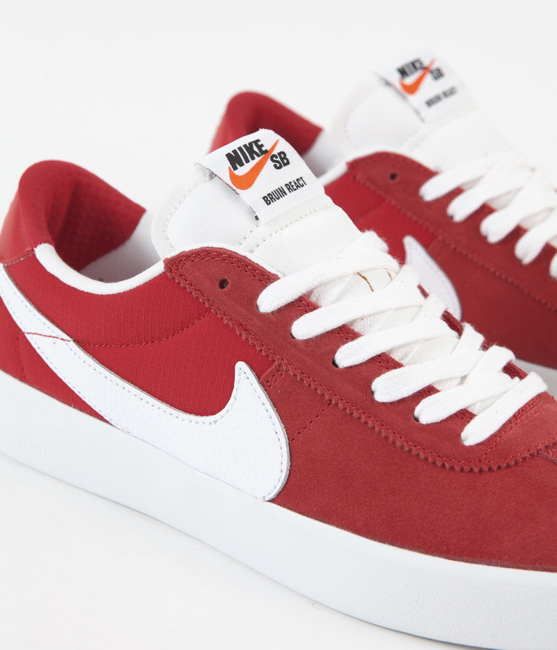 Nike SB Bruin React Shoes in University Red and White and University Red