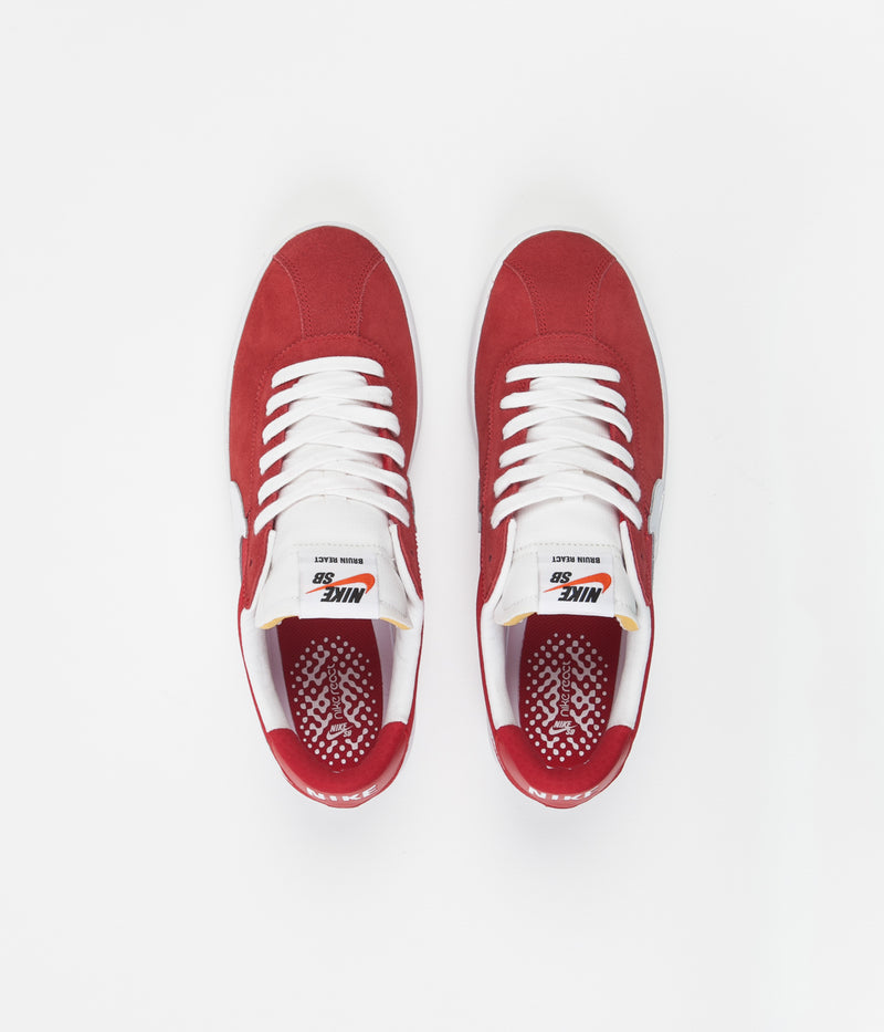 Nike SB Bruin React Shoes in University Red and White and University Red