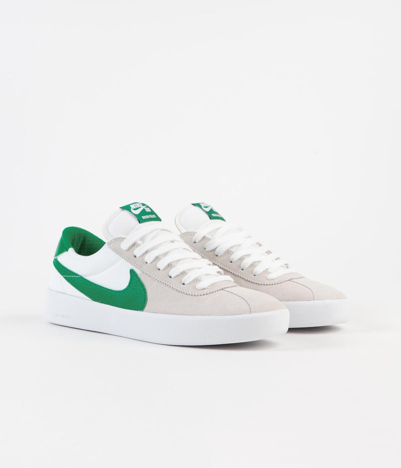 Nike SB Bruin React Shoes in White and Lucky Green and White - Lucky Green