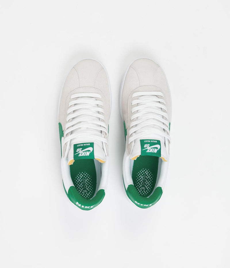 Nike SB Bruin React Shoes in White and Lucky Green and White - Lucky Green