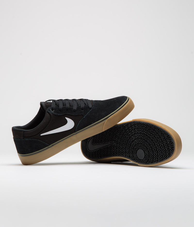 Nike SB Chron 2 Shoes in Black and White and Black - Gum Light Brown