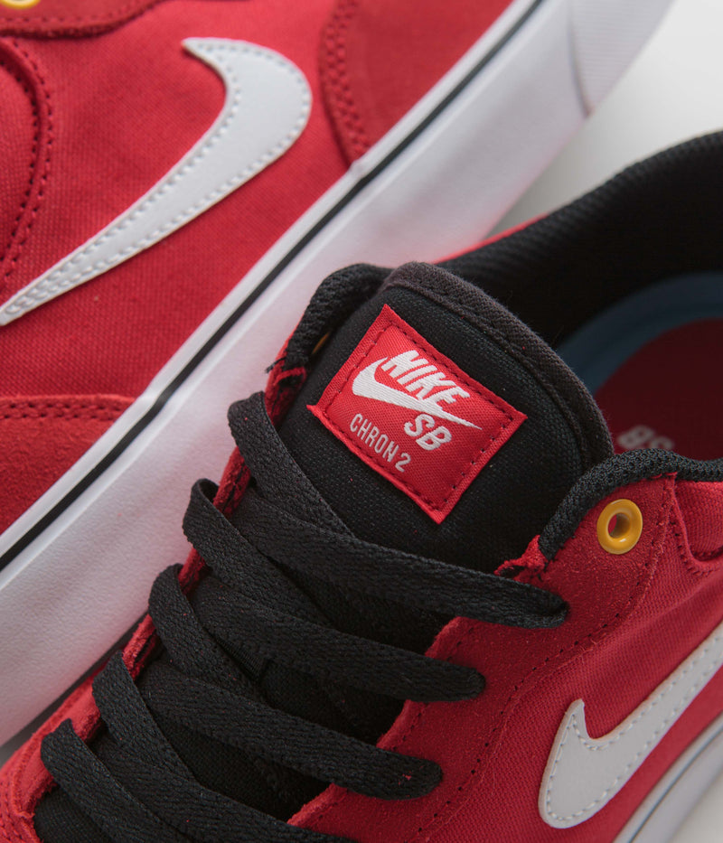 Nike SB Chron 2 Shoes in University Red and White and Black - White