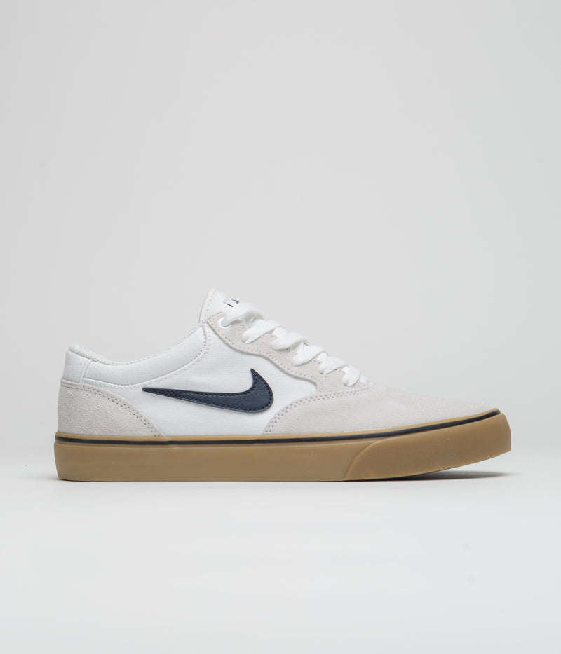 Nike SB Chron 2 Shoes in White and Obsidian and White - Gum Light Brown