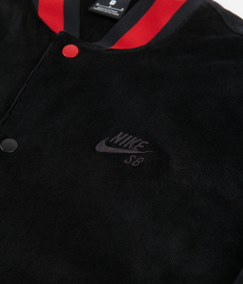 Nike SB Corduroy Bomber Jacket in Black and Black and University Red - Black