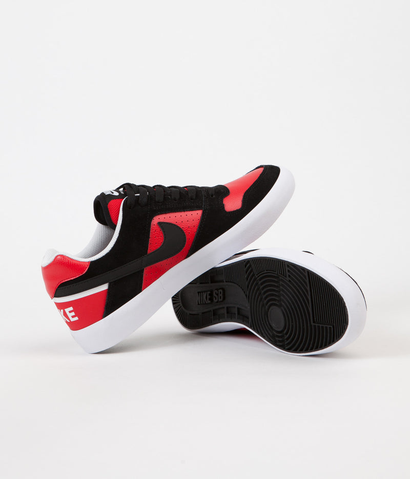 Nike SB Delta Force Vulc Shoes in Black and Black and University Red - White