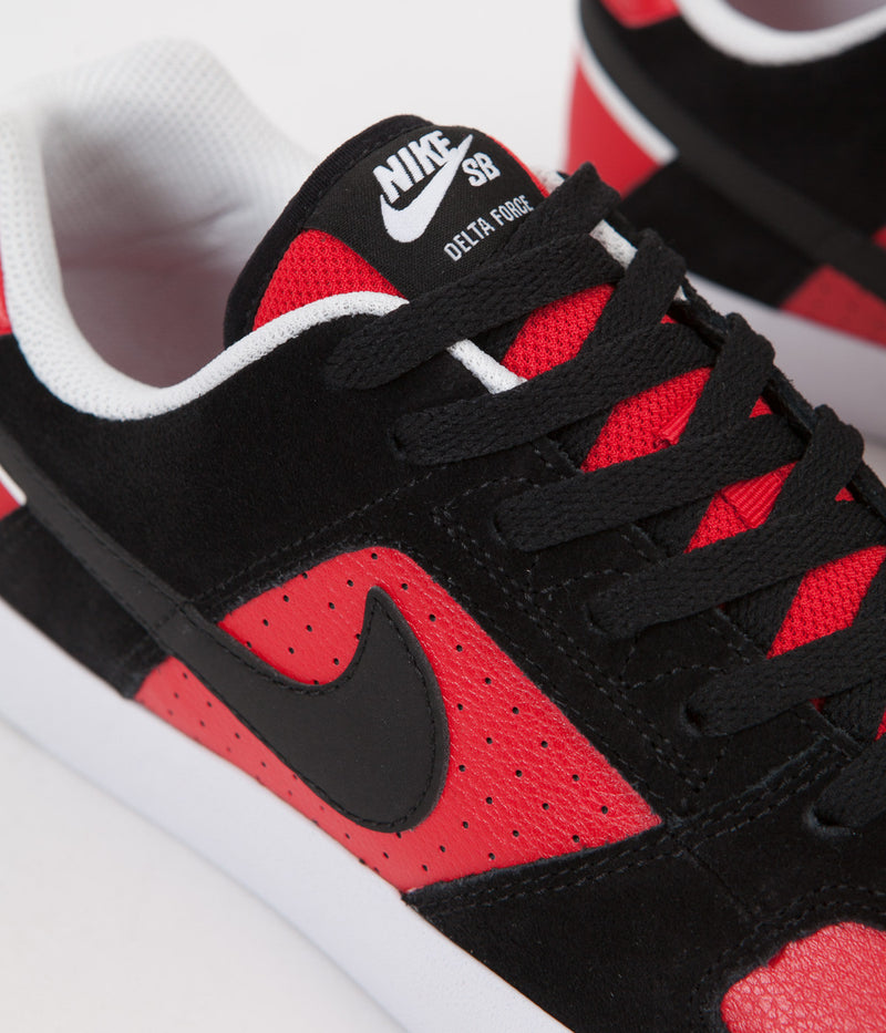 Nike SB Delta Force Vulc Shoes in Black and Black and University Red - White