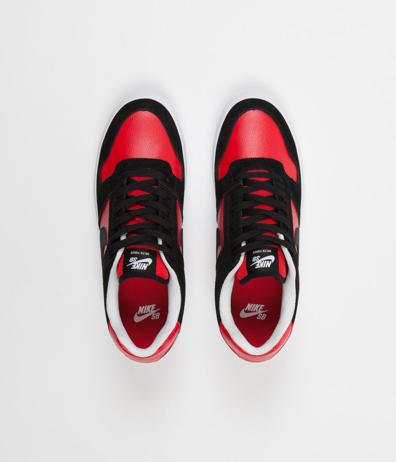 Nike SB Delta Force Vulc Shoes in Black and Black and University Red - White