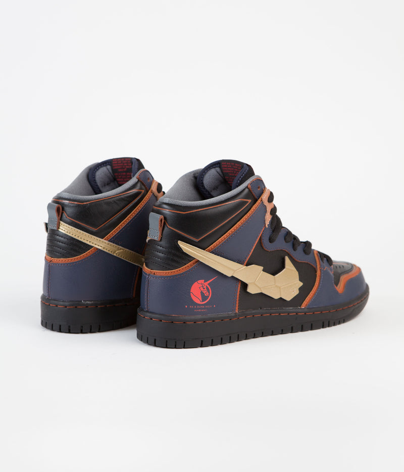 Nike SB Dunk High Pro 'Gundam' Shoes in Thunder Blue and Metallic Gold