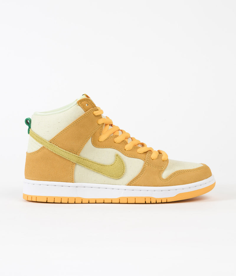 Nike SB Dunk High Pro Pineapple Shoes in University Gold and Vivid Sulfur and Citron Tint