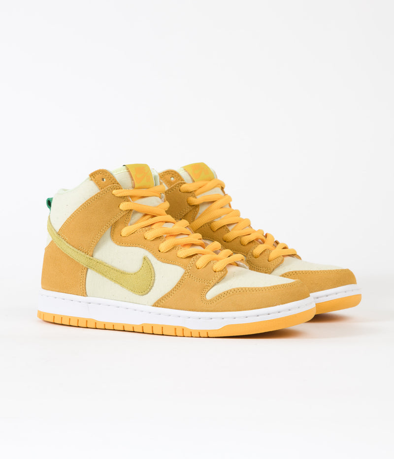 Nike SB Dunk High Pro Pineapple Shoes in University Gold and Vivid Sulfur and Citron Tint