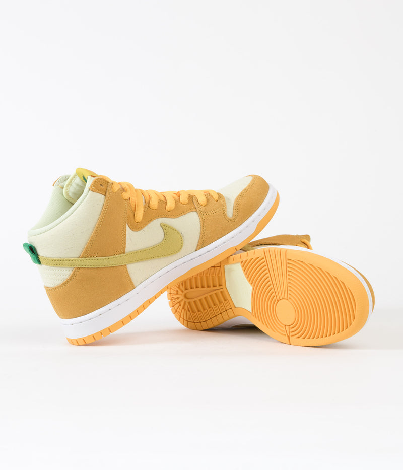 Nike SB Dunk High Pro Pineapple Shoes in University Gold and Vivid Sulfur and Citron Tint