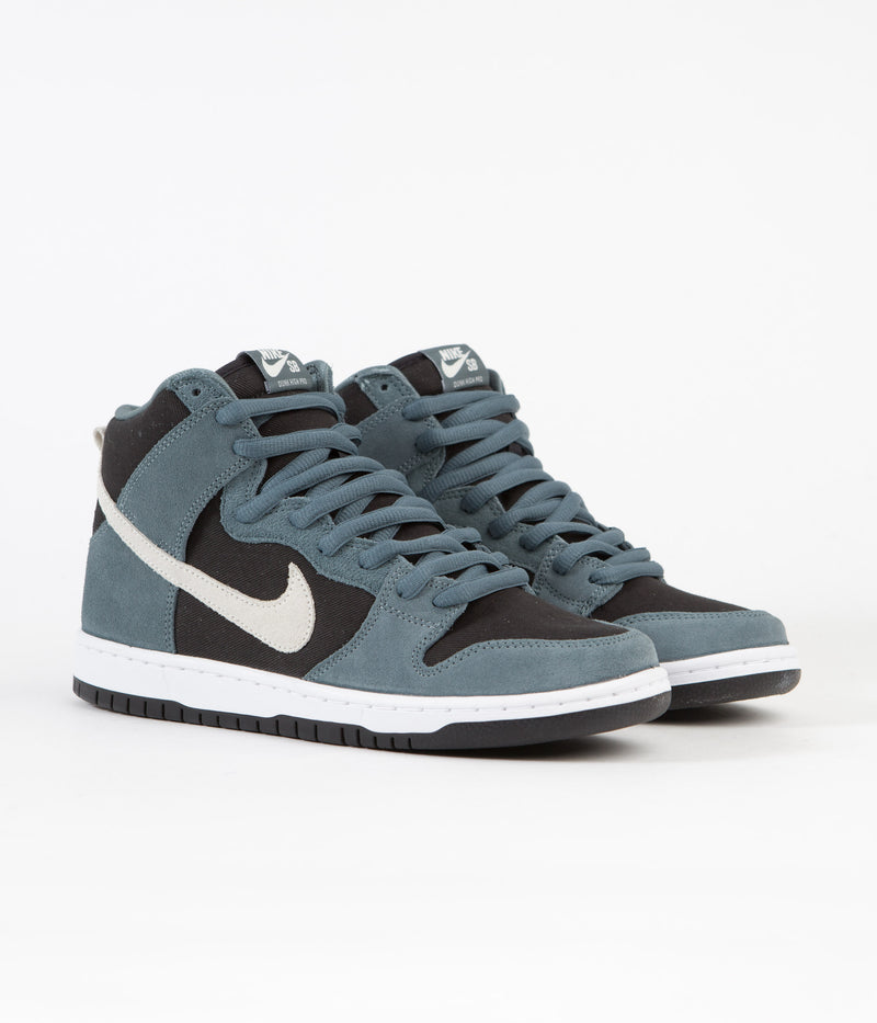 Nike SB Dunk High Pro Shoes in Mineral Slate and Sail and Black - White