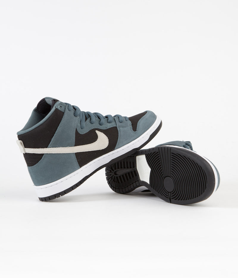 Nike SB Dunk High Pro Shoes in Mineral Slate and Sail and Black - White