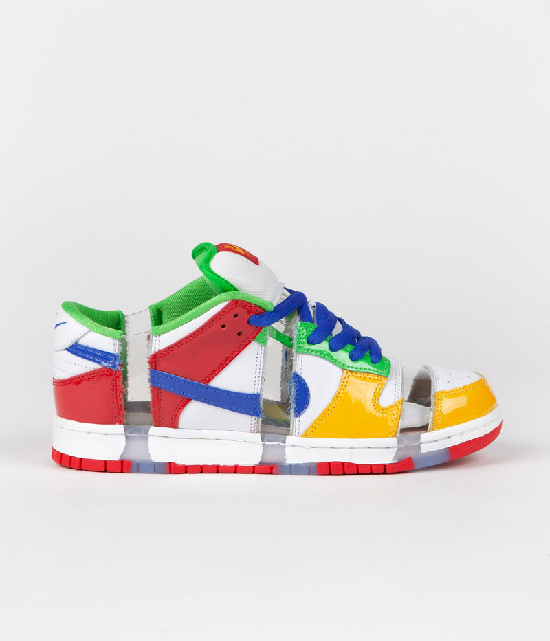 Nike SB Dunk Low OG Sandy Bodecker Shoes in White and Hyper Royal and Mean Green