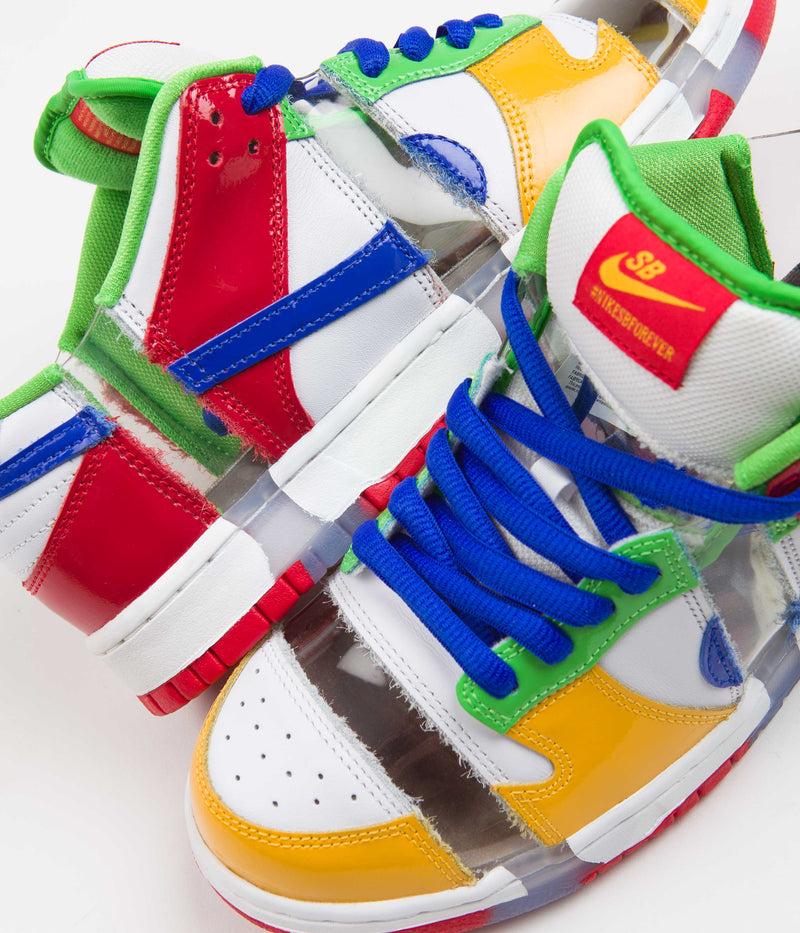Nike SB Dunk Low OG Sandy Bodecker Shoes in White and Hyper Royal and Mean Green